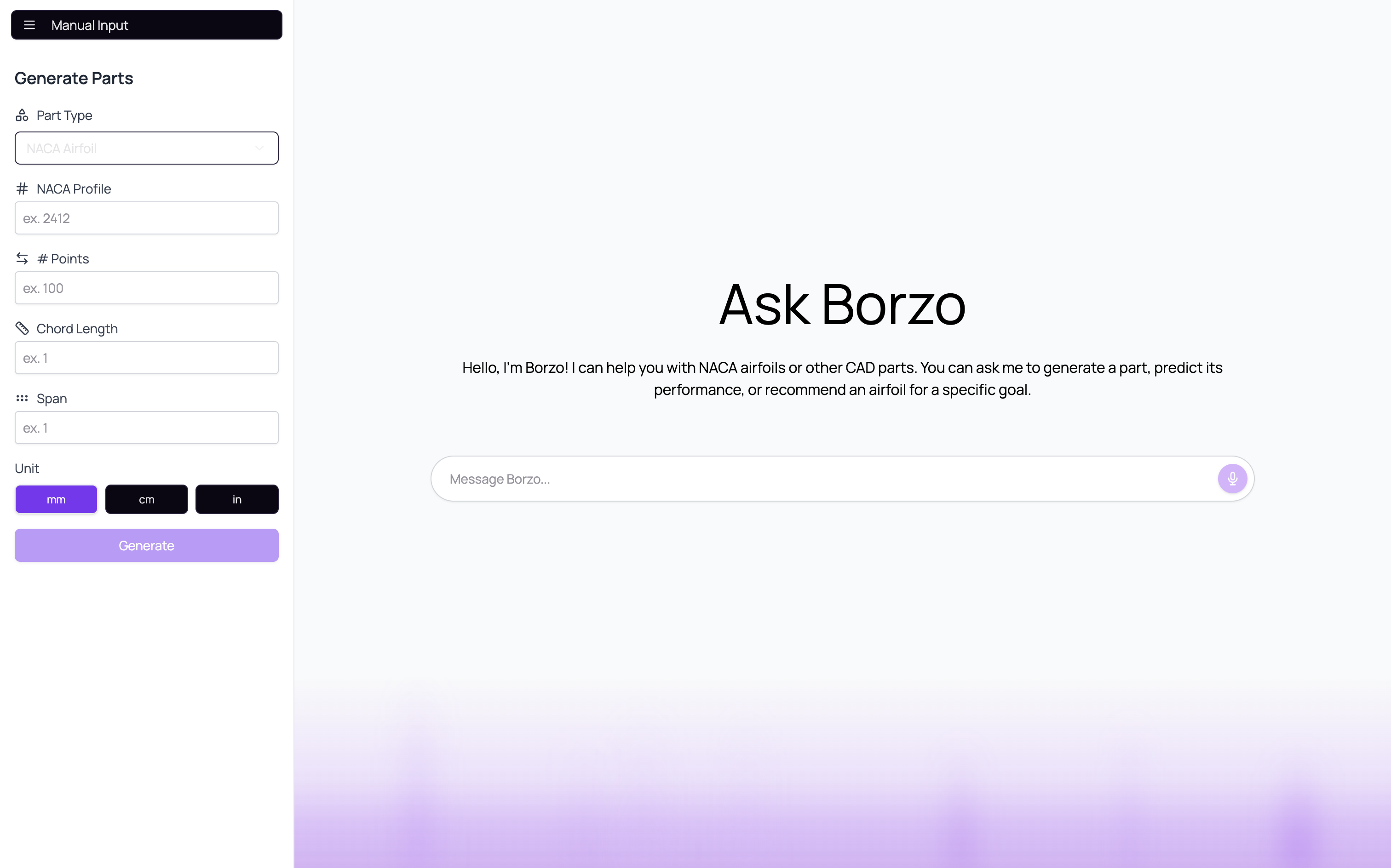 A sleek frontend for an airfoil generation tool.